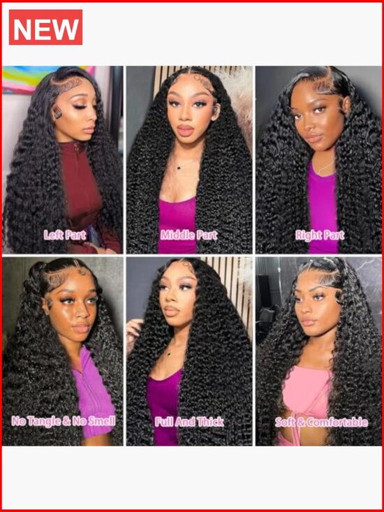 200% Density Deep Wave Human Hair Lace Front Wig - Pre-Plucked Glueless 13x6 HD